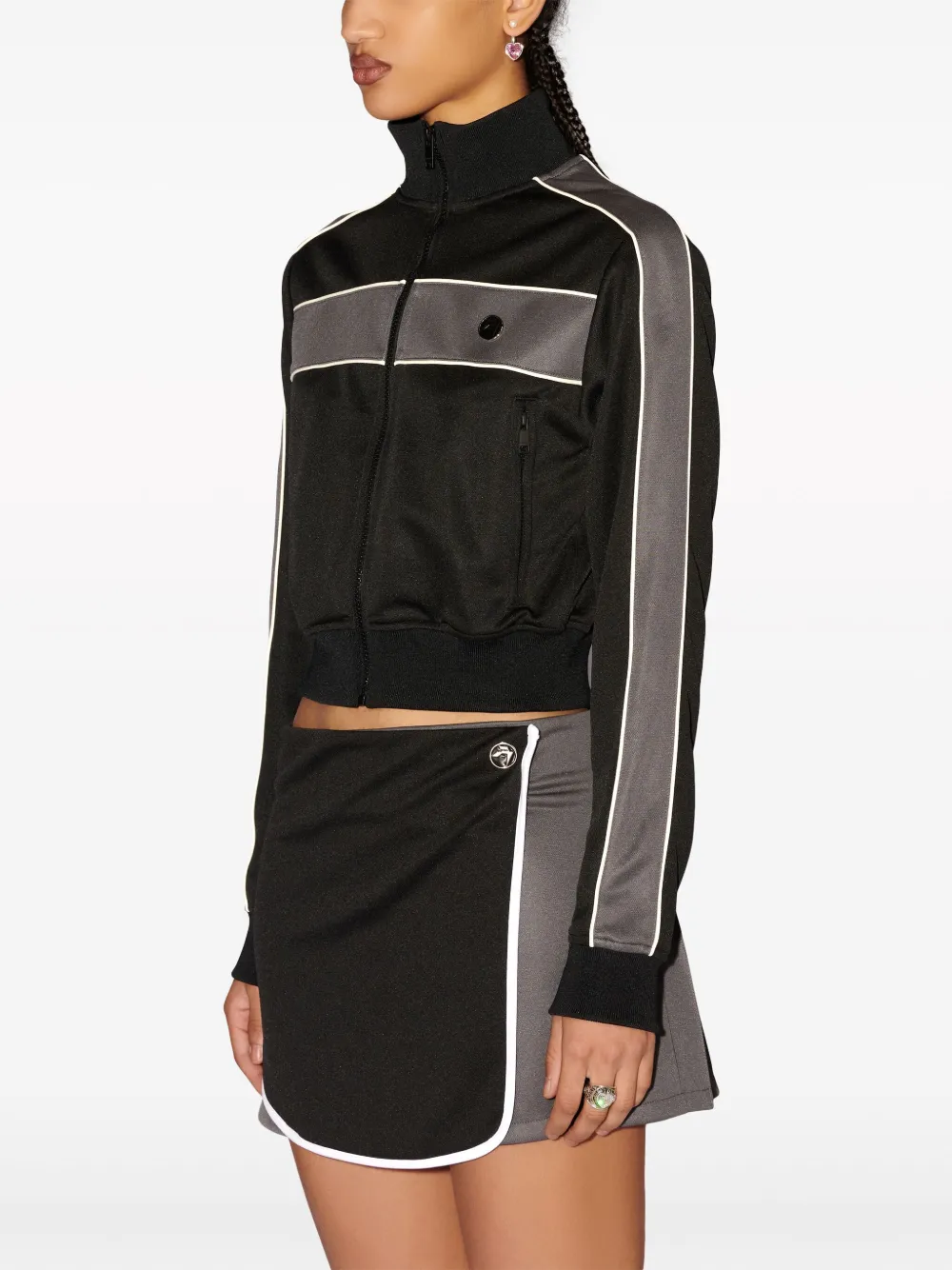 Shop Ambush Zip-up Striped Sweatshirt In Black