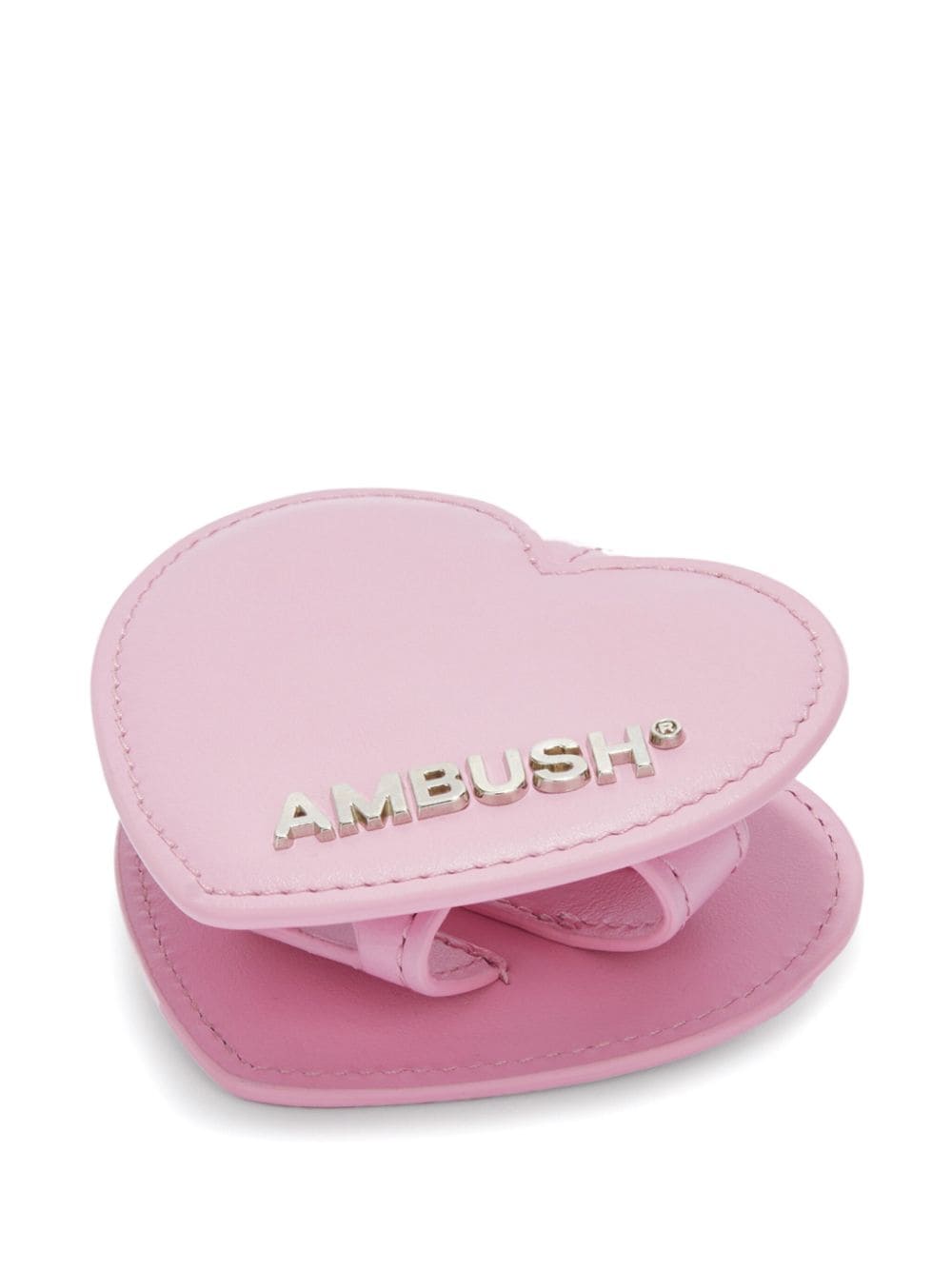 Shop Ambush Heart Leather Airpods Case In Pink