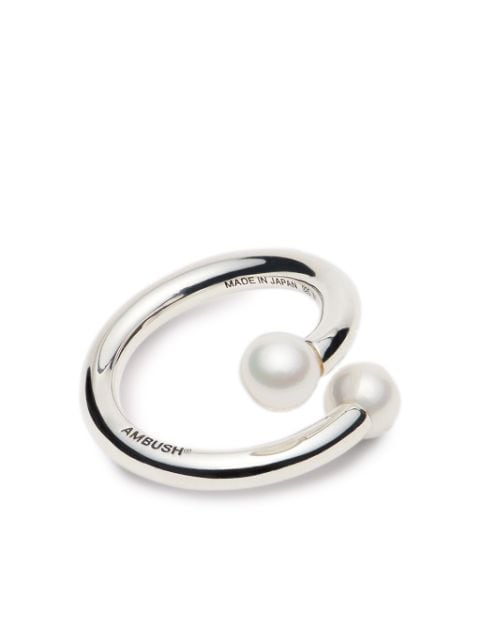 AMBUSH small Barbell faux pearl-embellished ring