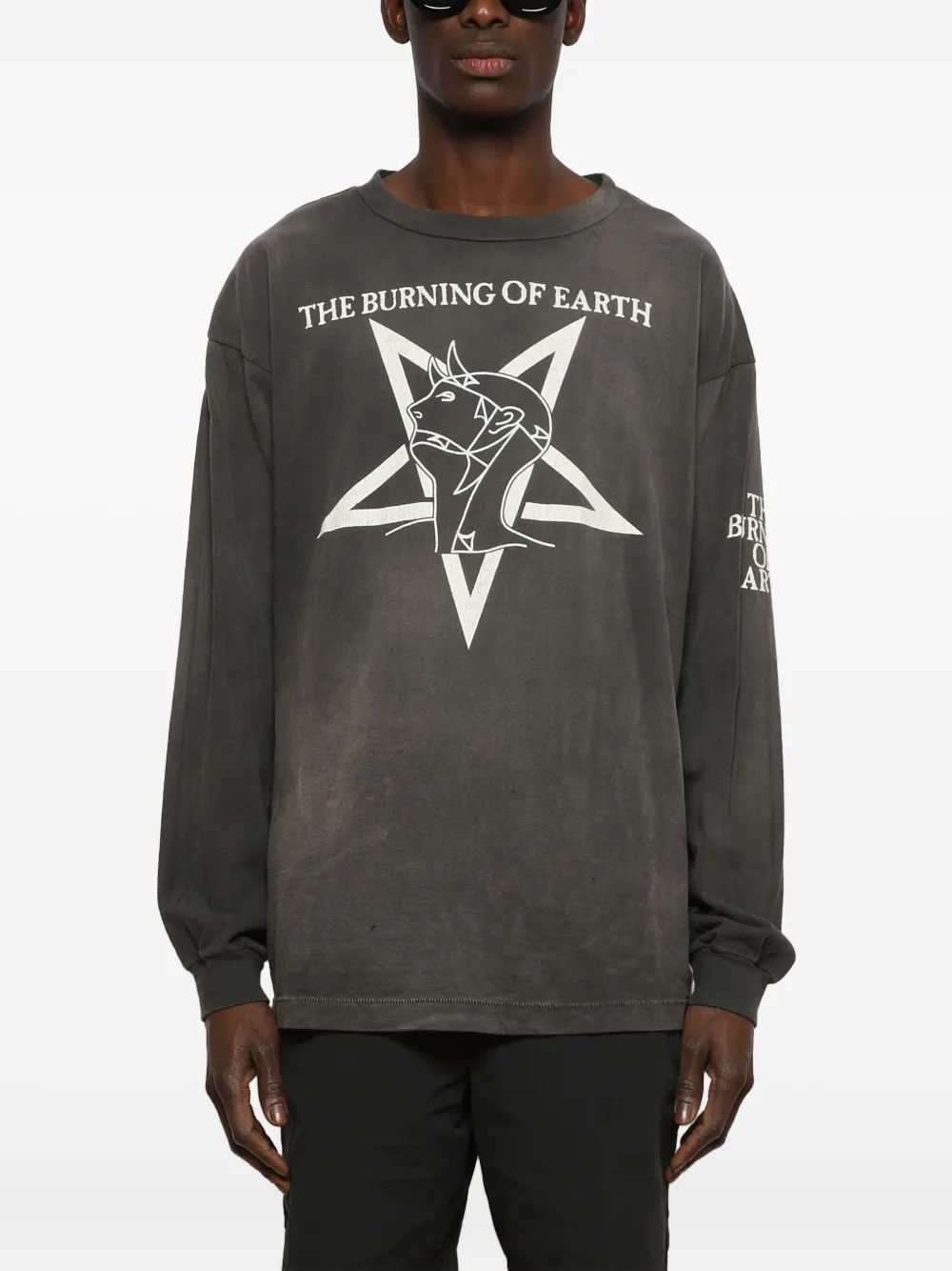 SAINT MXXXXXX Burn of Earth T-shirt met lange mouwen Grijs