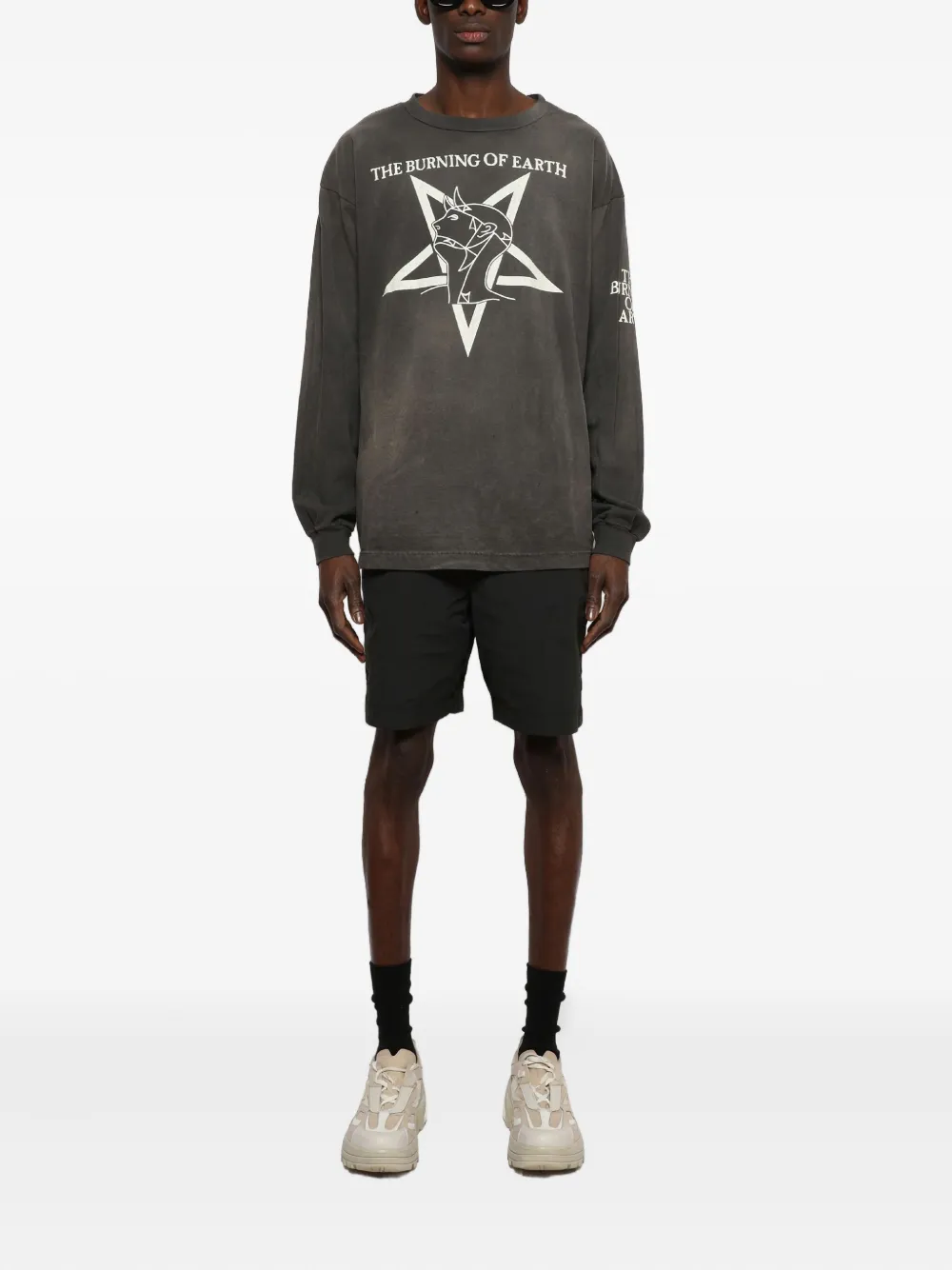 SAINT MXXXXXX Burn of Earth T-shirt met lange mouwen - Grijs