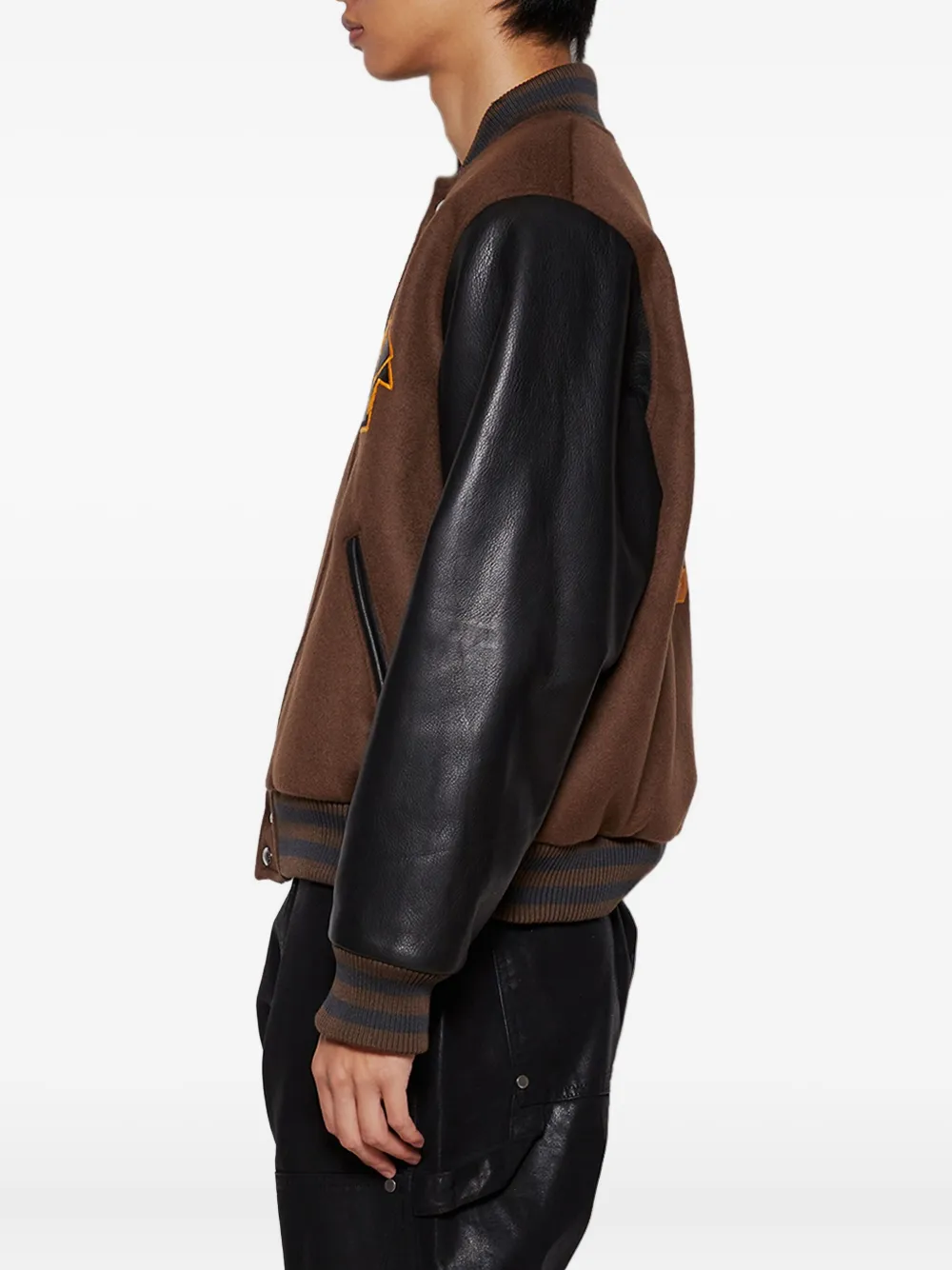 RHUDE Bomberjack met leren vlakken Bruin