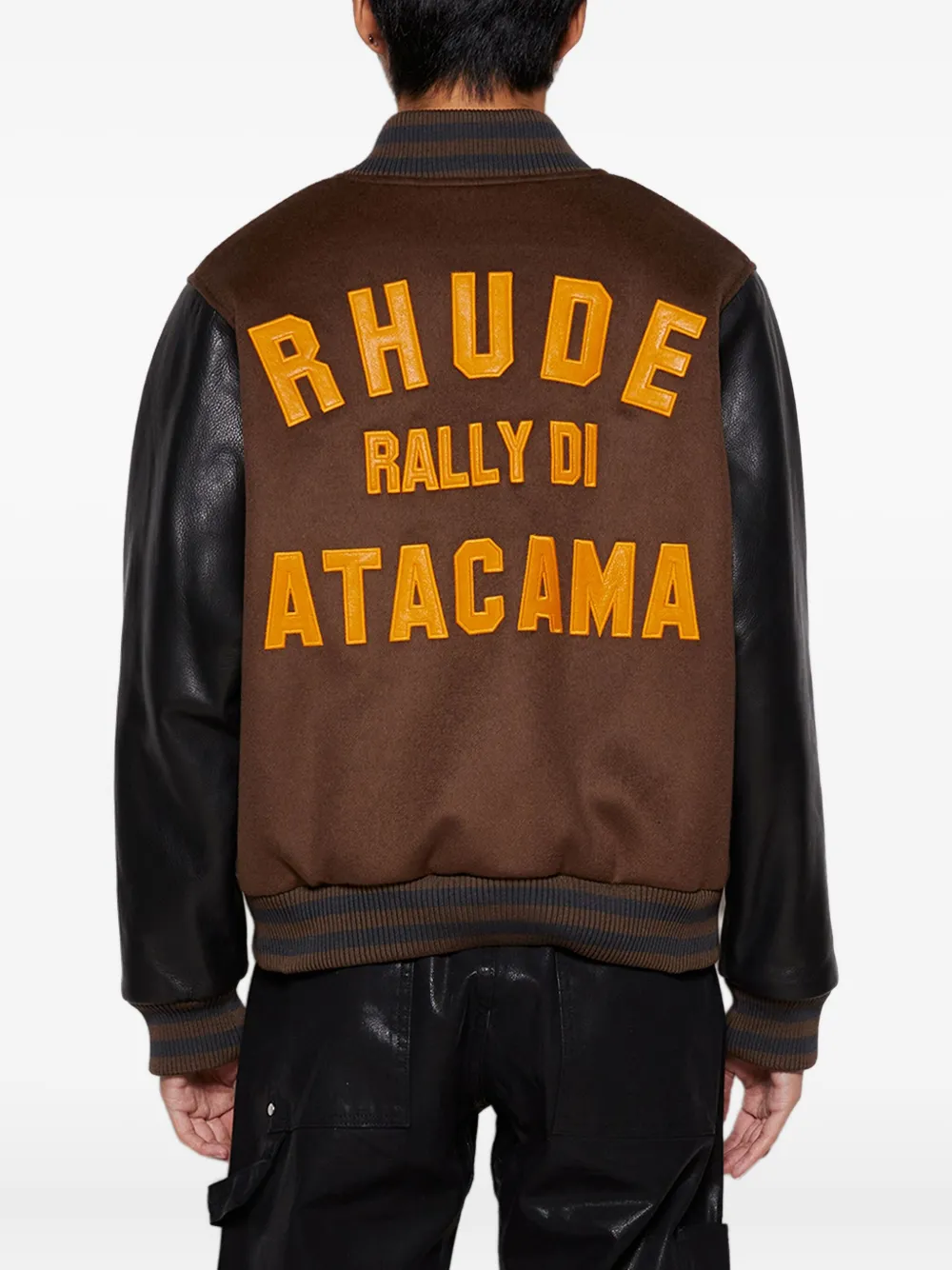 RHUDE Bomberjack met leren vlakken Bruin