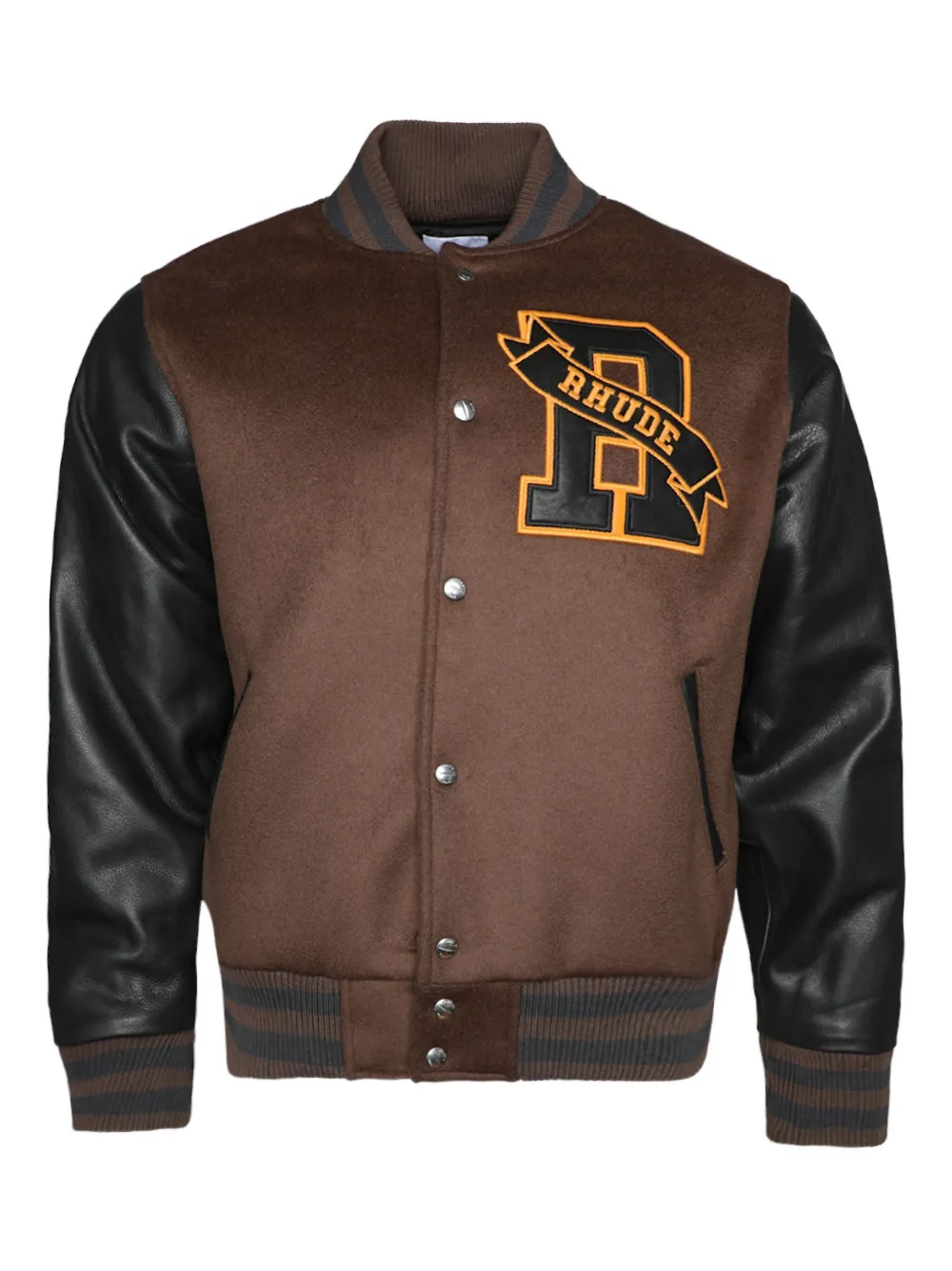 RHUDE Bomberjack met leren vlakken Bruin