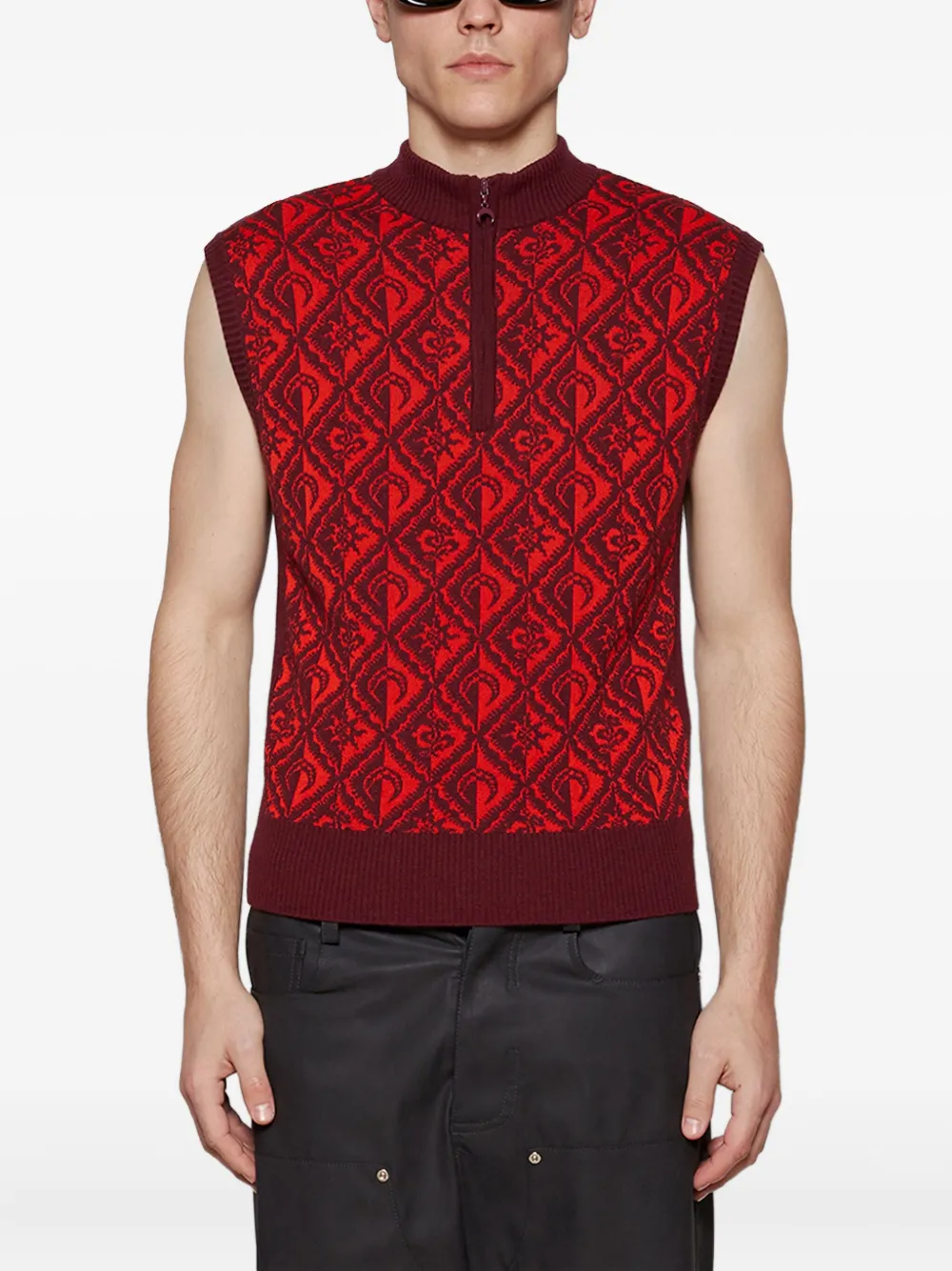 Marine Serre Bodywarmer met V-hals Rood