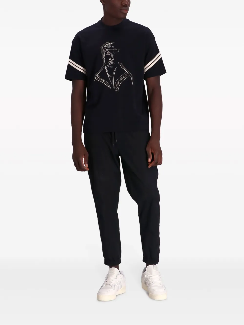 Emporio Armani T-shirt met borduurwerk - Zwart