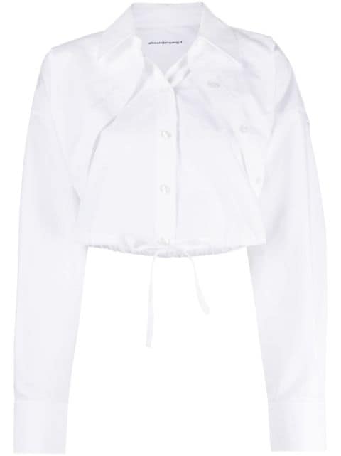 Alexander Wang layered-effect cropped cotton shirt Women