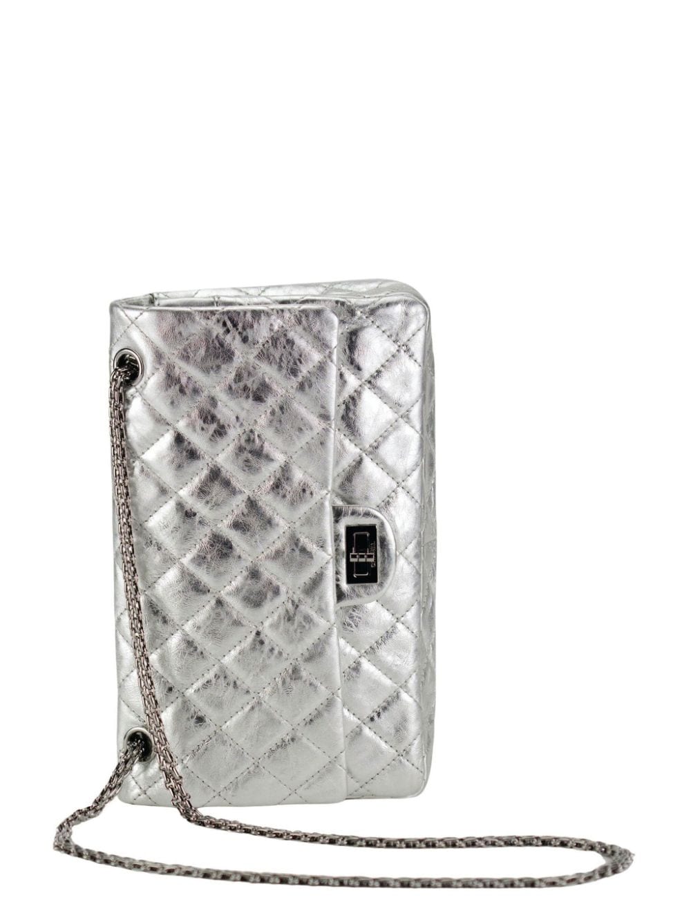 Pre-owned Chanel 2.55 Quilted Leather Shoulder Bag In Silver