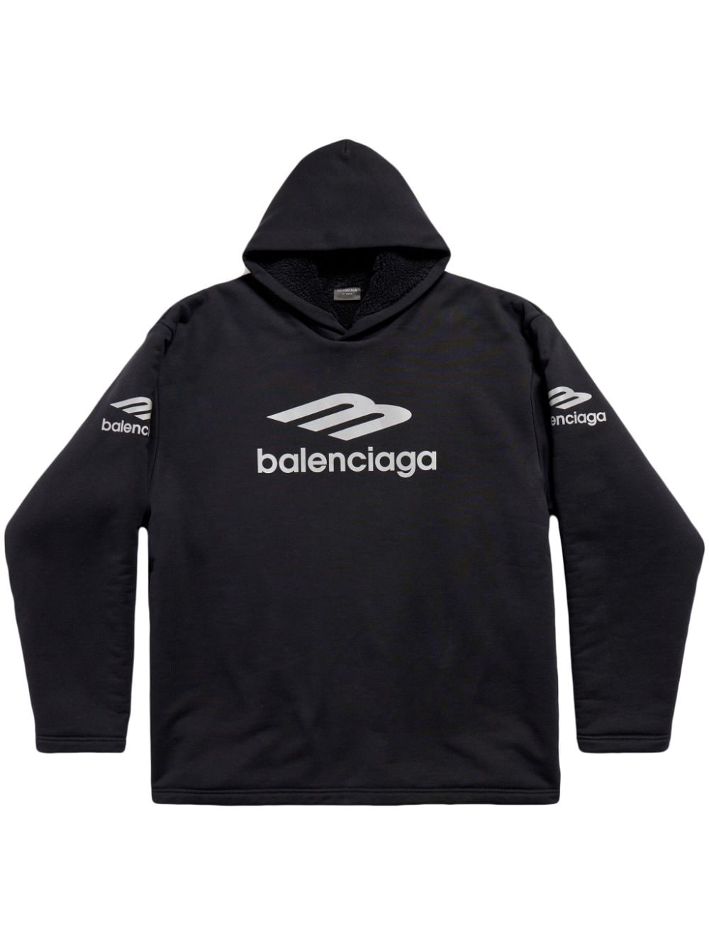 Shop Balenciaga 3b Sports Icon Hoodie In Black