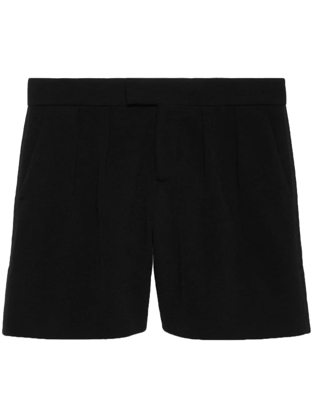 Gucci Logo-appliqué Wool Shorts In Black