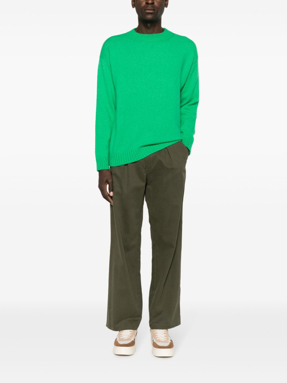 Shop Laneus Crew-neck Cashmere-blend Jumper In Green