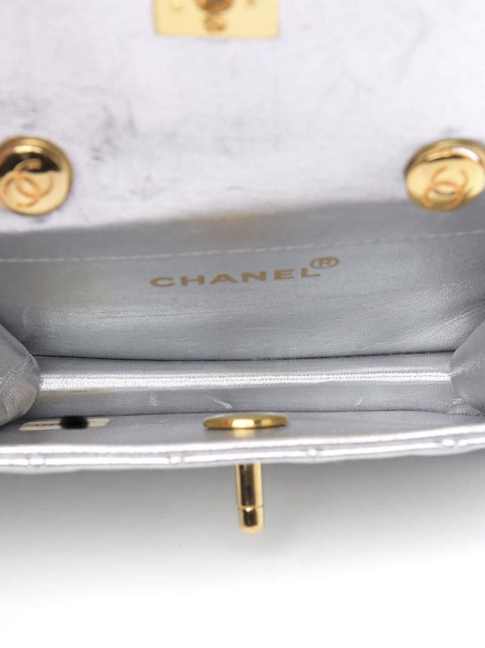 Pre-owned Chanel 1990s Classic Flap Mini Shoulder Bag In Silver