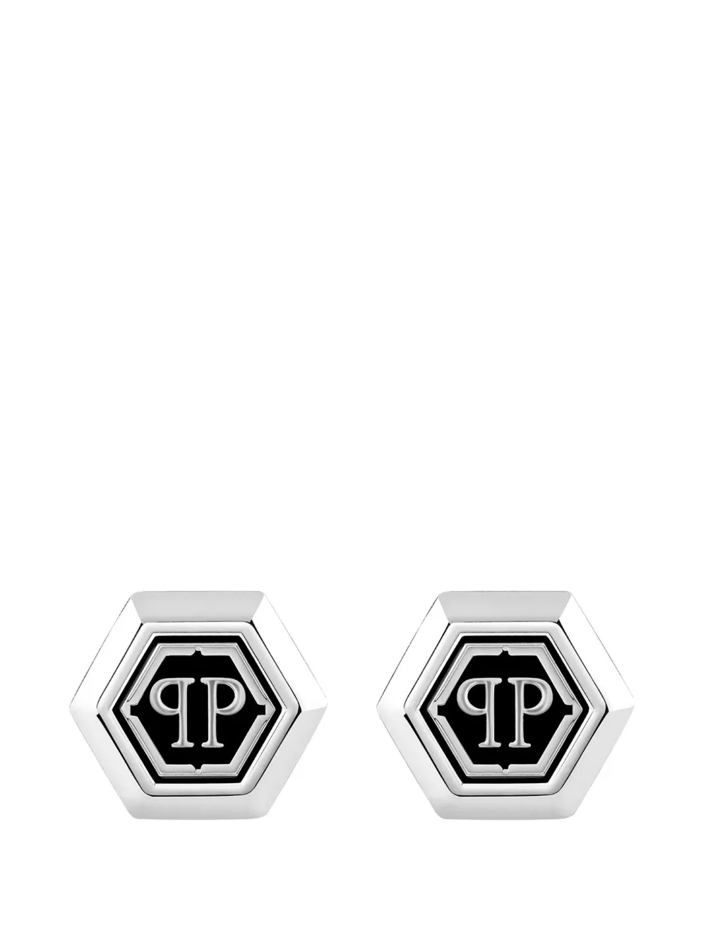 Philipp Plein Pp Hexagon Cufflinks In Metallic