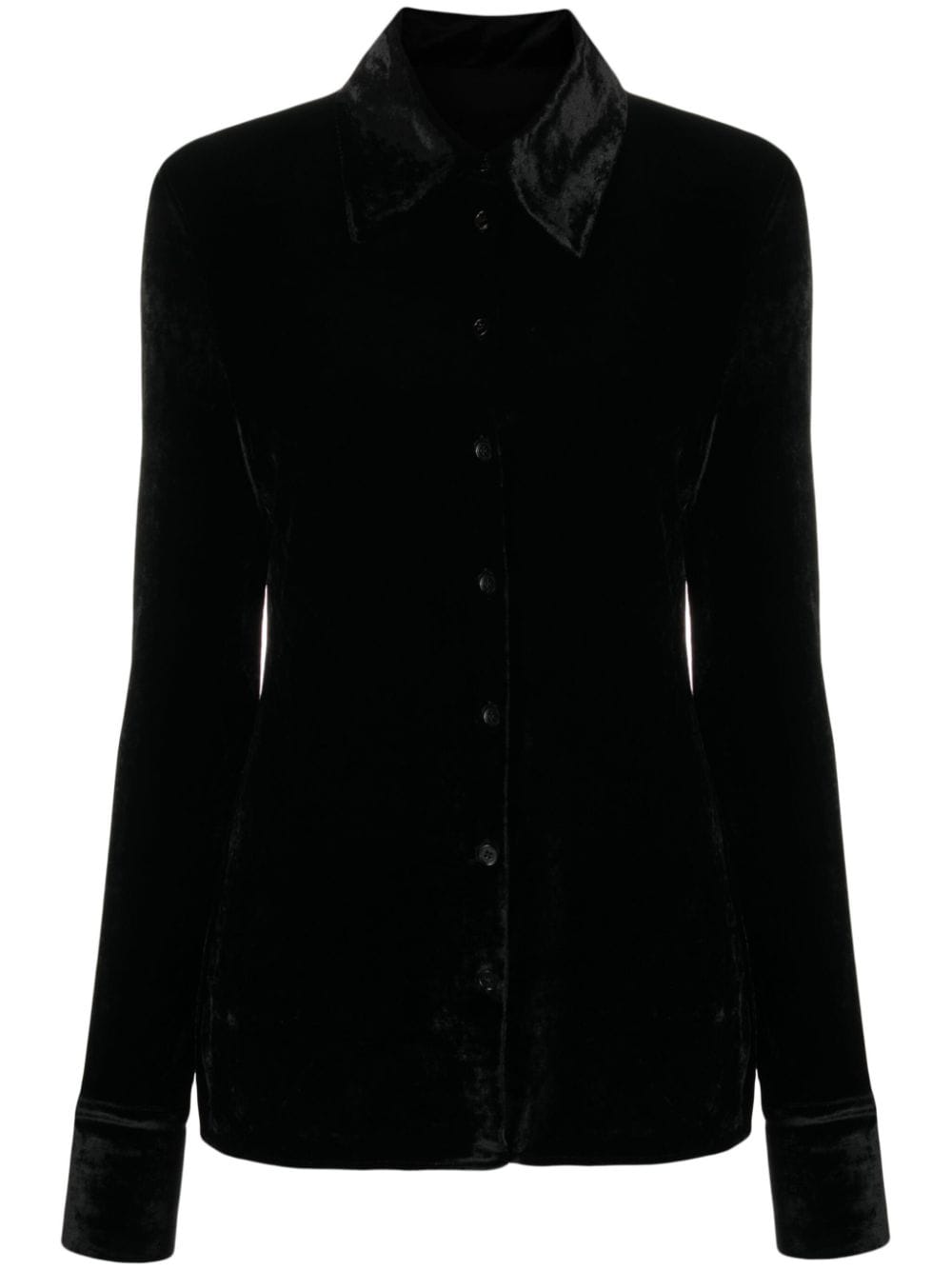 Shop Jil Sander Button-up Velvet Shirt In Black