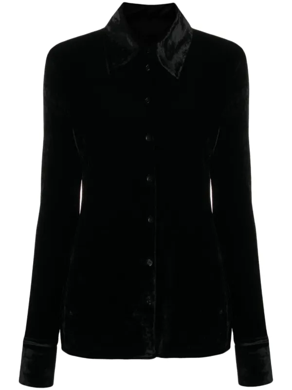 velvet button up collar shirt