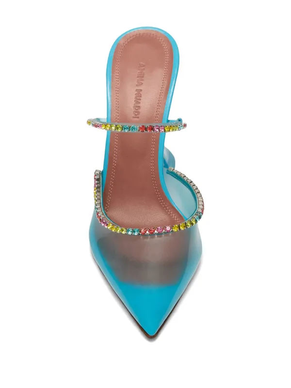 Amina Muaddi Gilda Glass 95mm Mules | Blue | FARFETCH