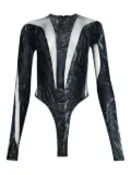 Mugler snake-print mesh bodysuit - Black