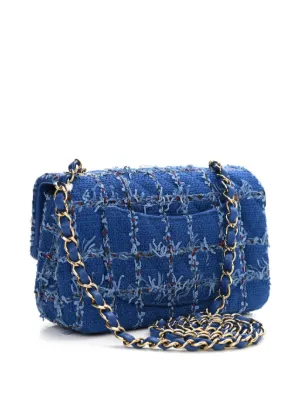 CHANEL ブルーキルティングバッグ CHANEL Pre-Owned ツイード クラシック フラップ ショルダーバッグ