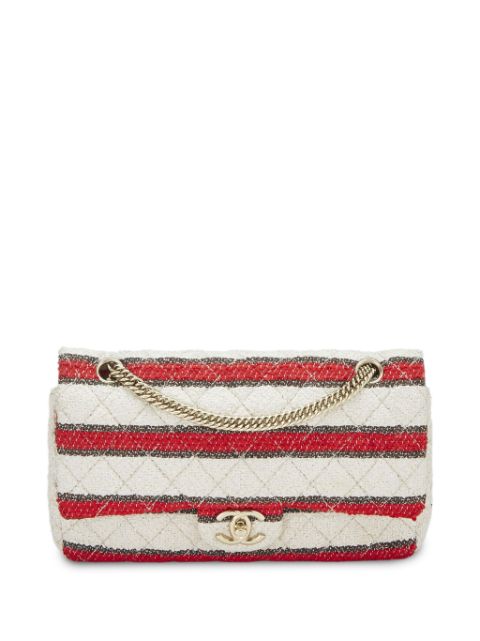 HOT SALE CHANEL 2009 Classic Flap striped shoulder bag Women