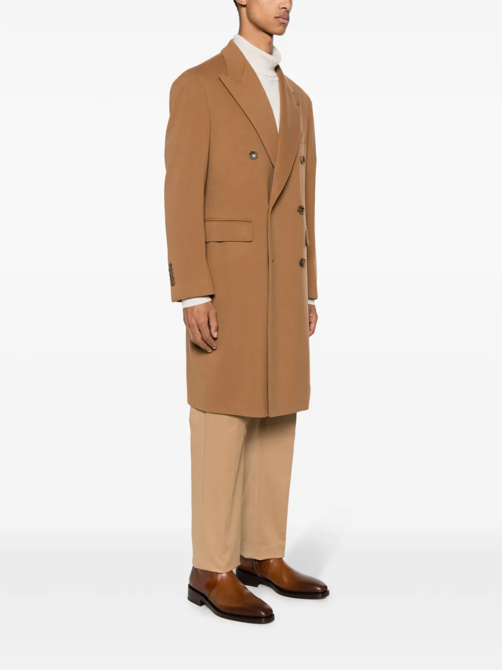 Shop Tagliatore Double-breasted Coat In Brown