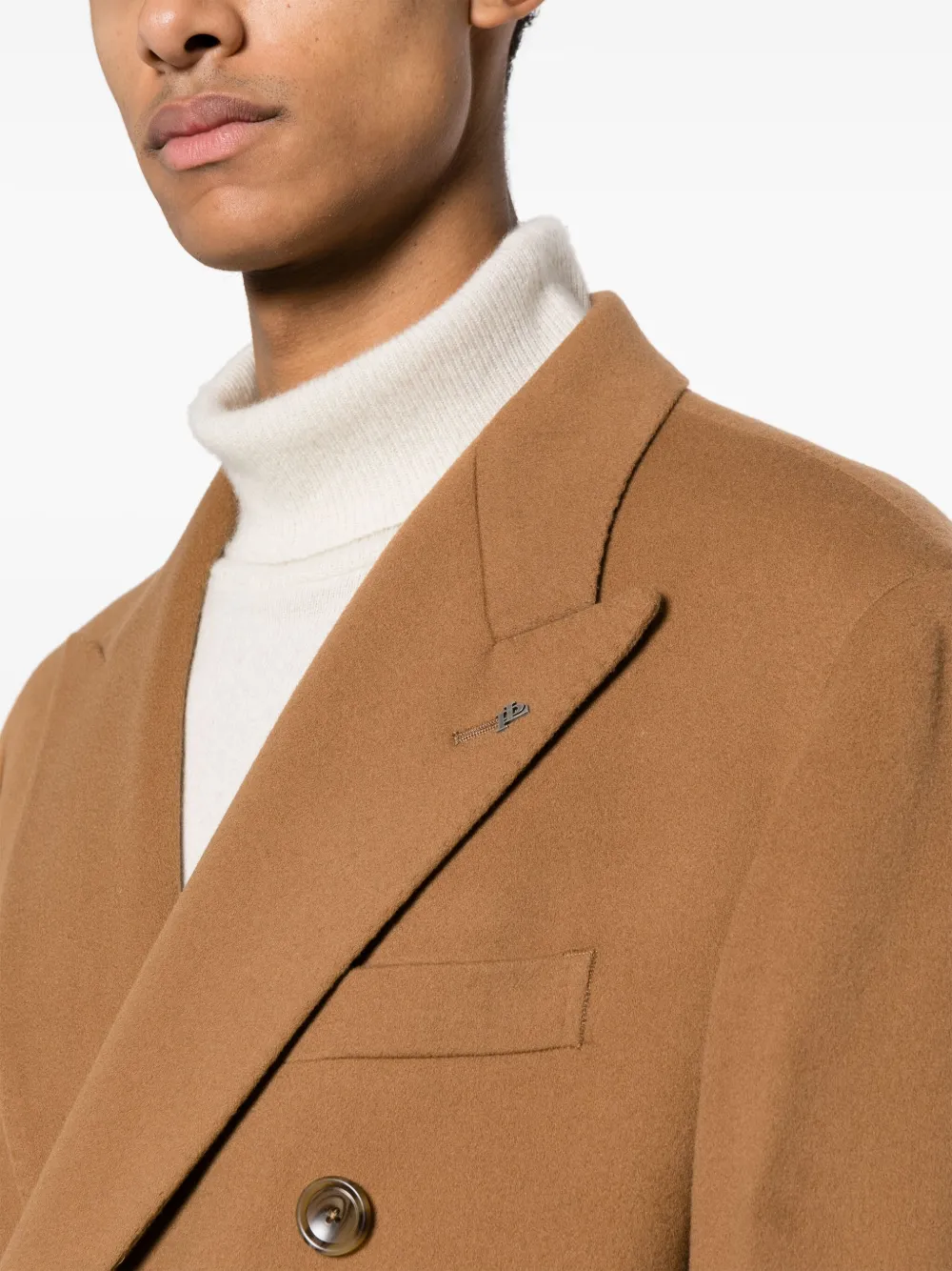 Shop Tagliatore Double-breasted Coat In Brown