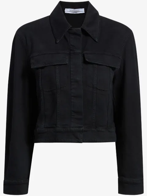 Another Tomorrow cropped organic-cotton blend denim jacket