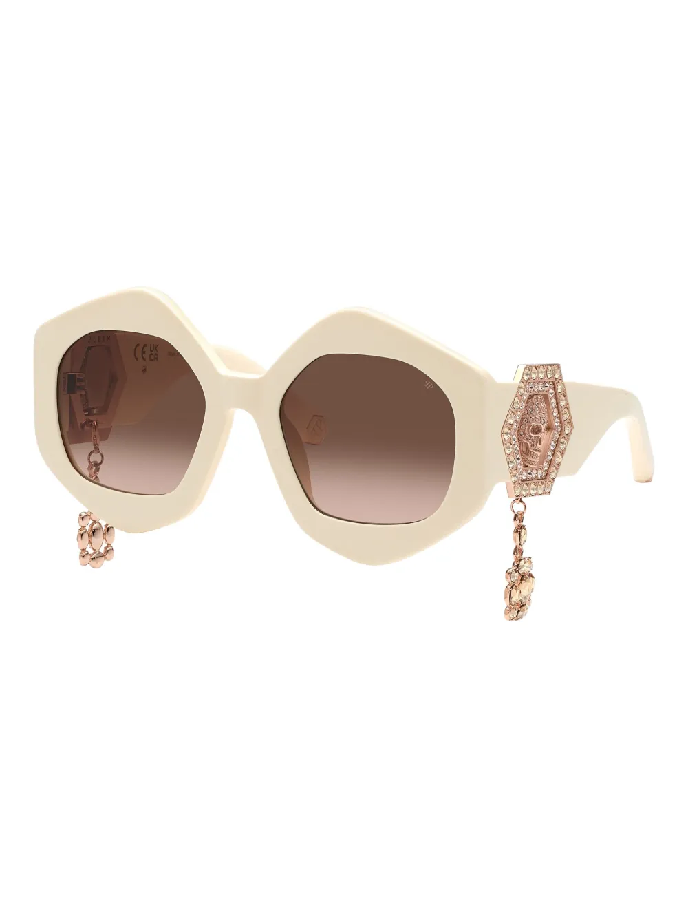 Philipp Plein Eyewear Zonnebril met rond montuur Beige