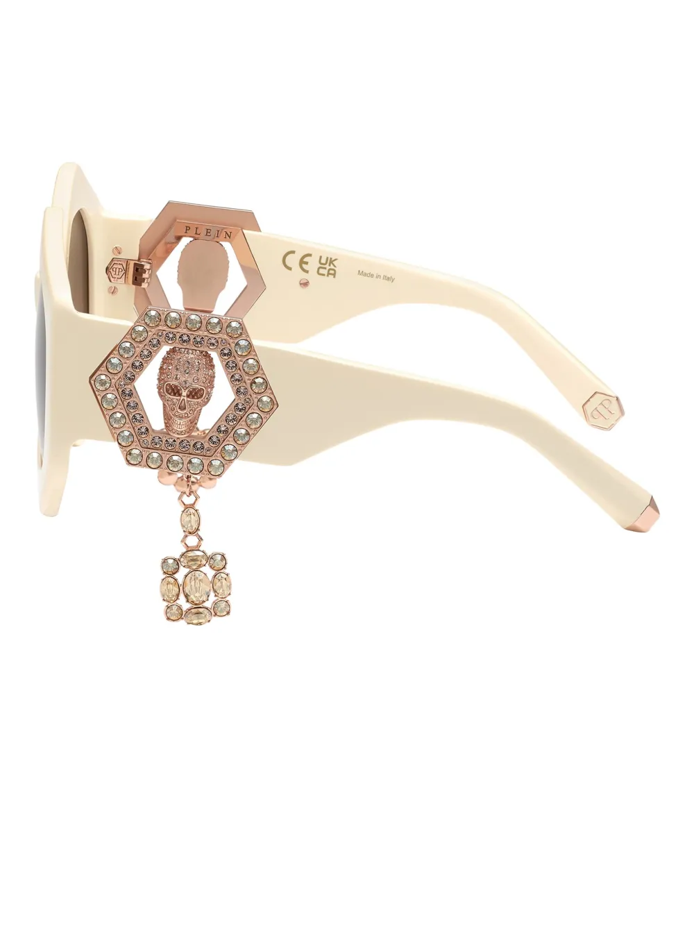 Philipp Plein Eyewear Zonnebril met rond montuur Beige