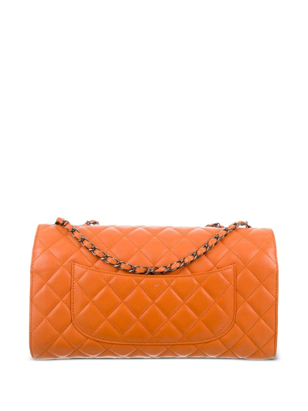 Pre-owned Chanel 2014 Classic Flap Expandable Shoulder Bag In Orange