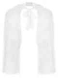 Cult Gaia Audrey feather-trim bolero jacket - White