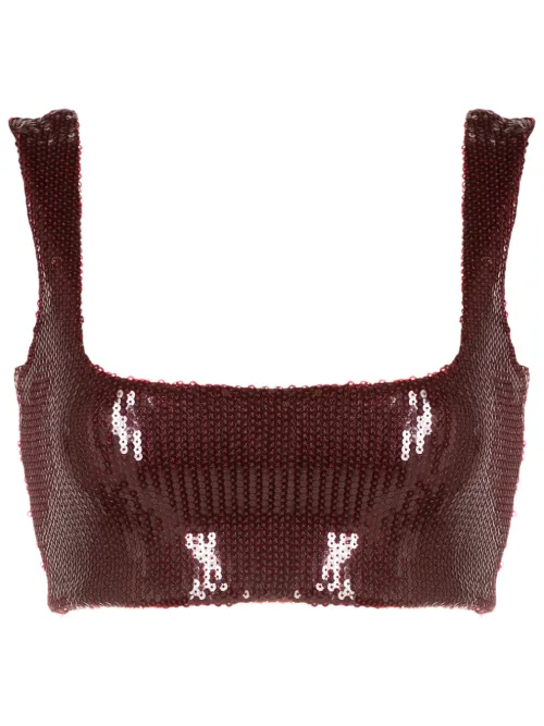 Haut crop Beating Heart brodé de sequins - Galvan - Modalova