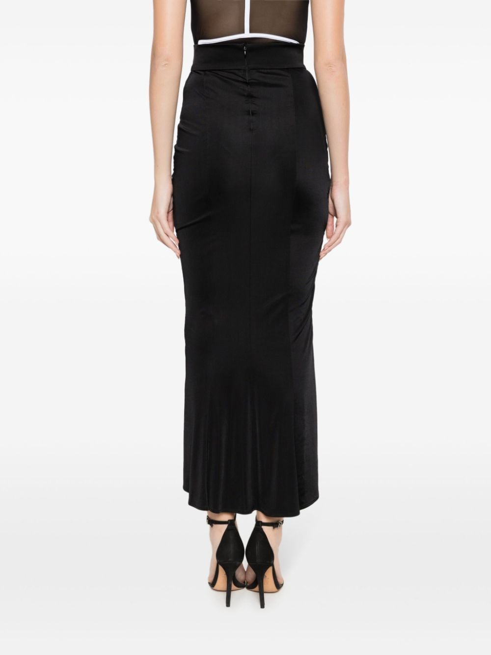 Shop Galvan Vertebrae Cut-out Fluted Maxi Skirt In Black