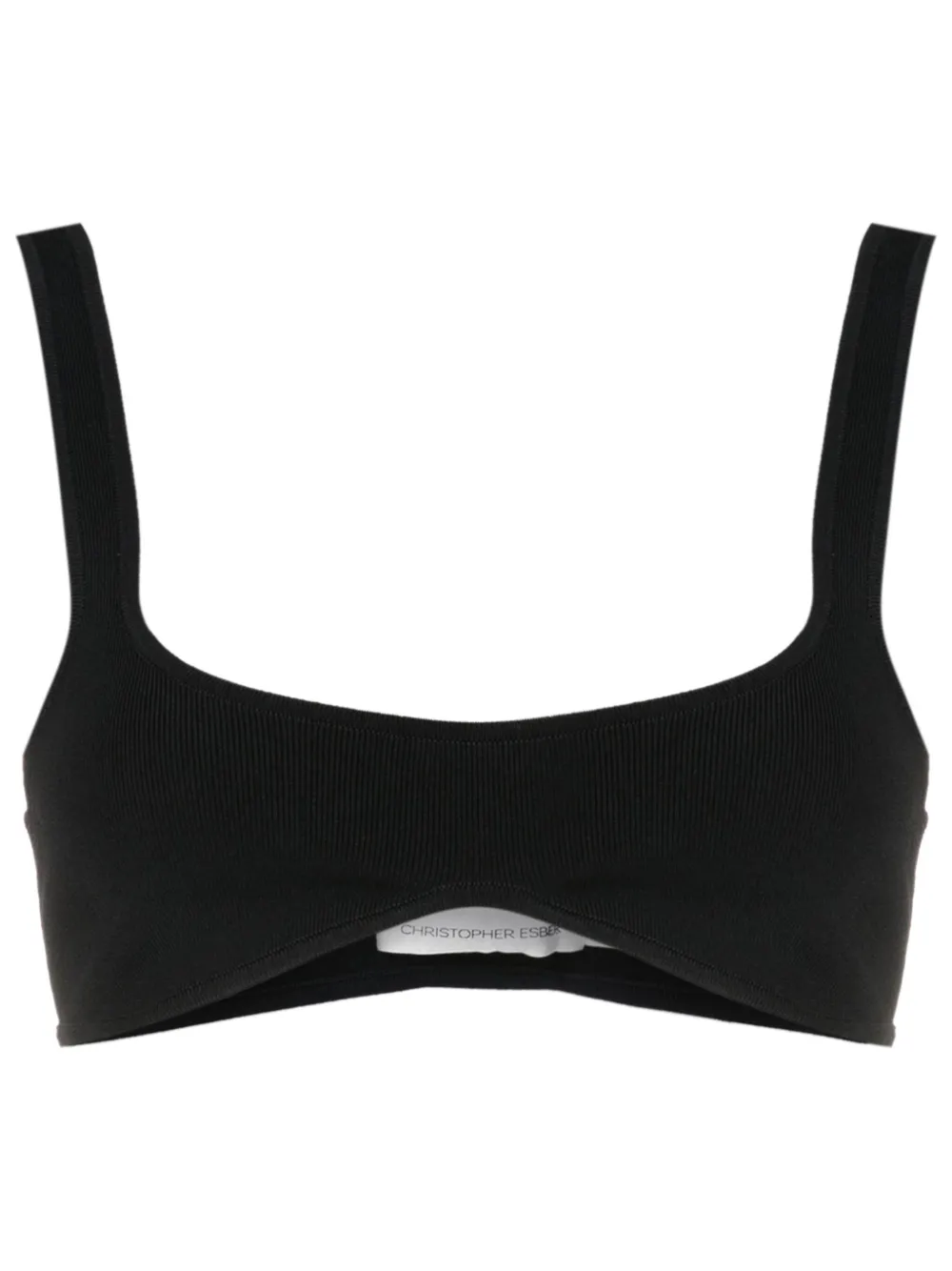 Christopher Esber haut crop Minuscule à design nervuré - Noir Christopher Esber haut crop Minuscule à design nervuré - Noir
