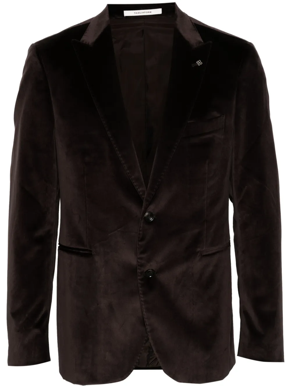 Tagliatore Velvet-effect Single Breasted Blazer In Braun