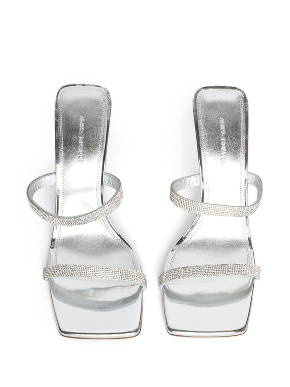 Shop Amina Muaddi Rih Slipper 95mm Sandals In Silver