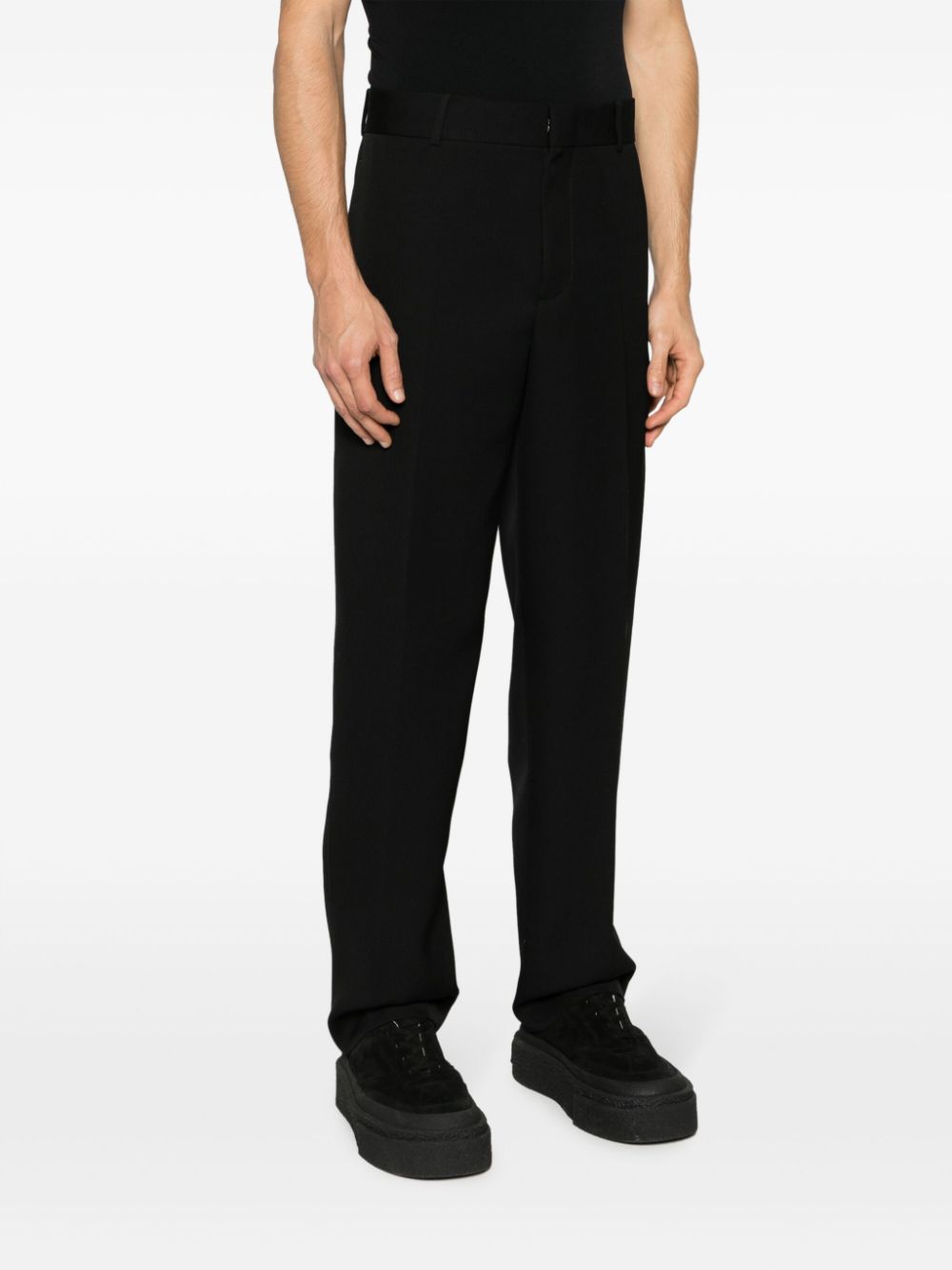 Shop Jil Sander Straight-leg Wool Trousers In Black