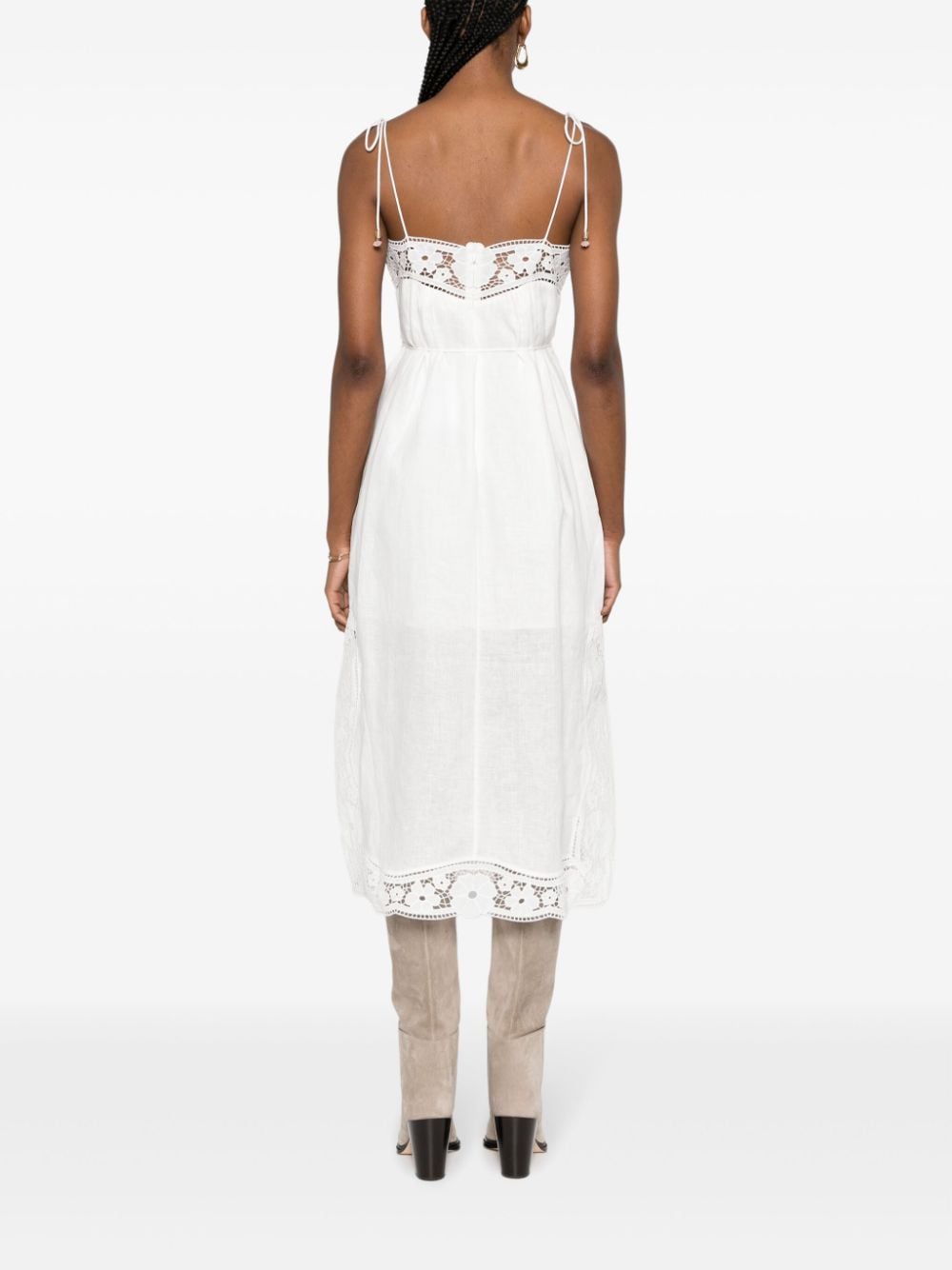 Shop Zimmermann August Broderie Linen Midi Dress In White