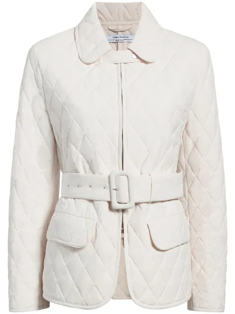 Another Tomorrow diamond-quilted belted puffer jacket