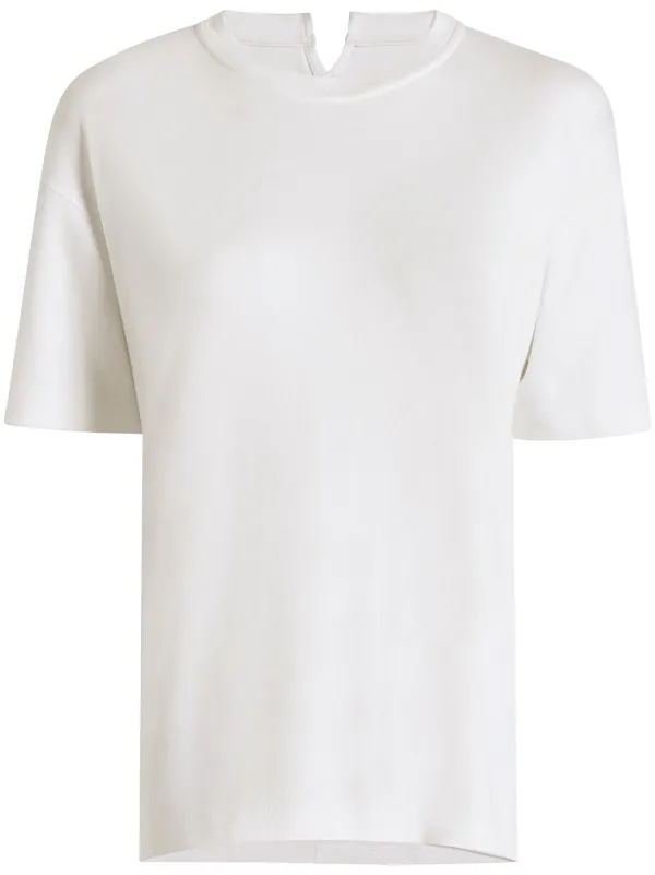 Another Tomorrow Luxe Seamed Cotton T-shirt in White