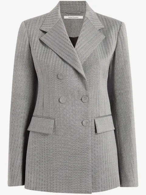 Another Tomorrow herringbone double-breasted blazer