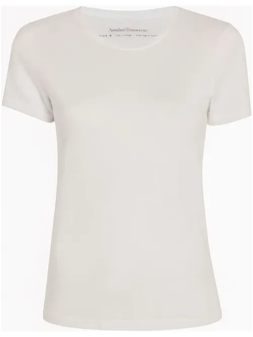 T-shirt en coton biologique à col rond - Another Tomorrow - Modalova