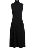 Another Tomorrow roll-neck flared midi dress - Black