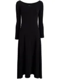 Another Tomorrow boat-neck long-sleeve midi dress - Black