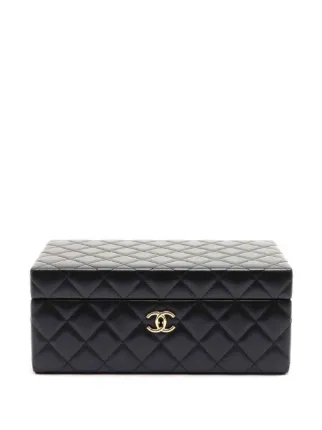 CHANEL Pre-Owned diamond-quilted Leather Jewellery Box | Black