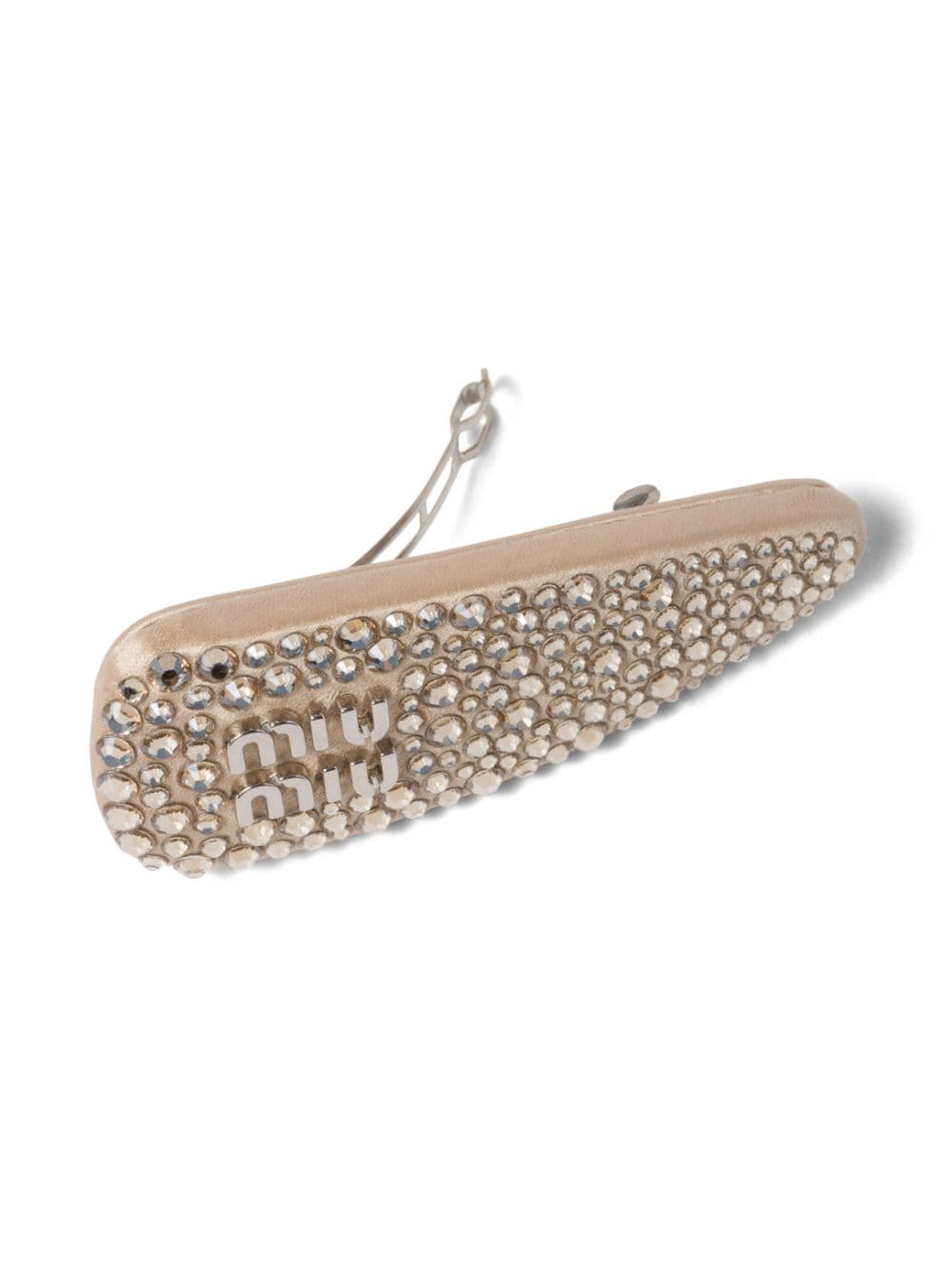 Shop Miu Miu Embellished Duchesse-satin Hair Clip In Neutrals