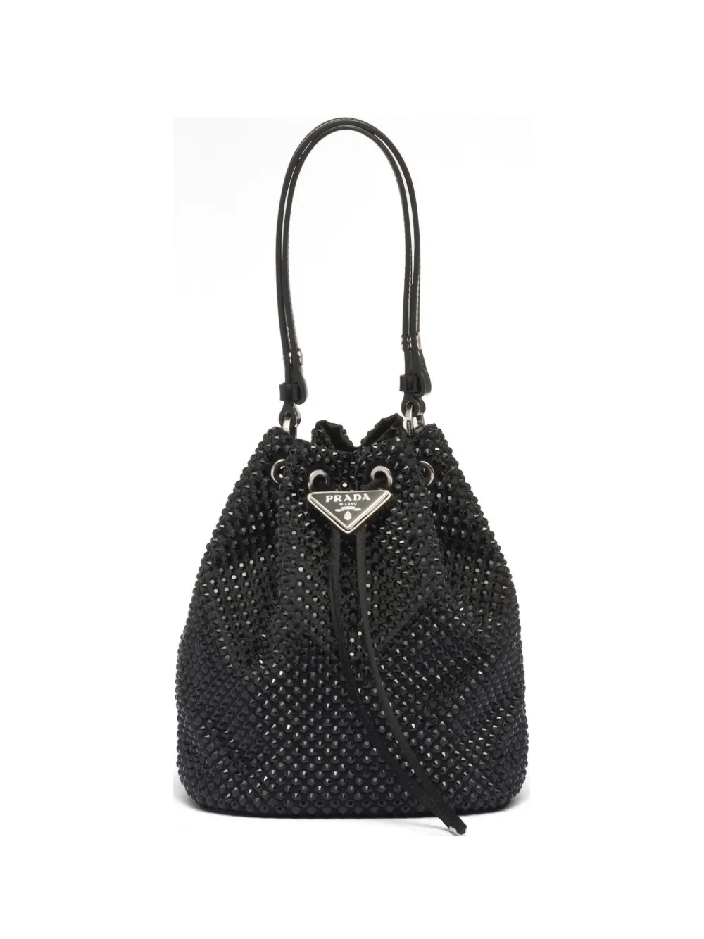 Prada Bucket-tas met kristallen en trekkoord Zwart