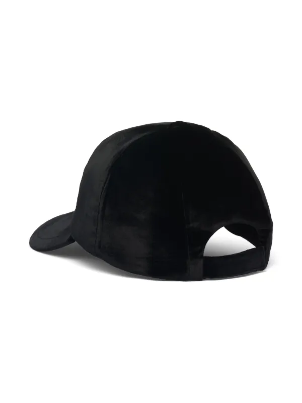 Prada triangle-logo Velvet Baseball Cap | Black | FARFETCH