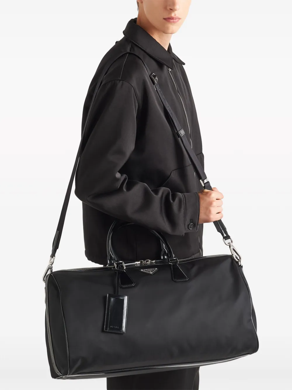 Prada Duffeltas met logoplakkaat Zwart