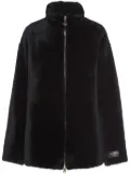 Prada logo-appliqué shearling jacket - Black