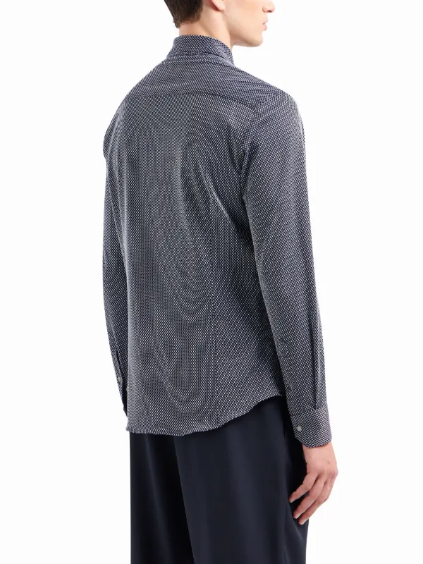 Giorgio Armani geometric-pattern zip-up Shirt | Blue | FARFETCH